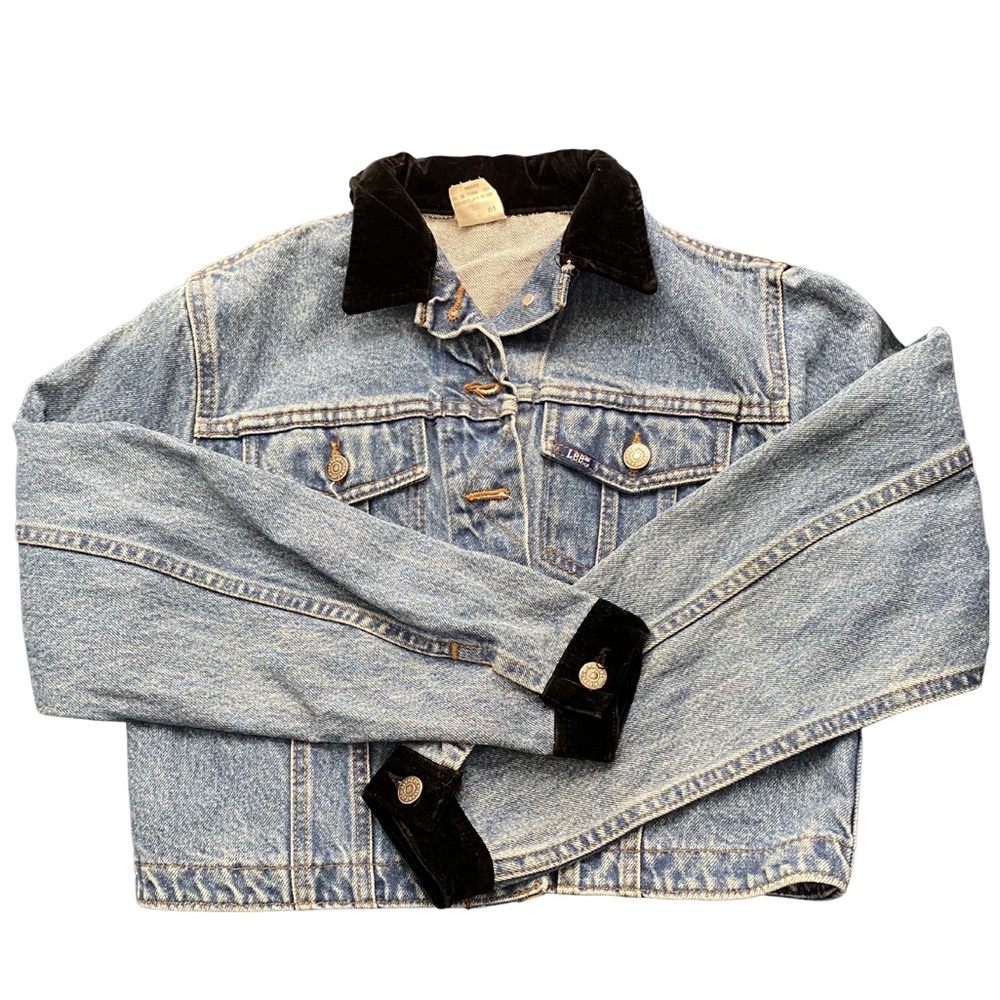 Lee Blue Jean Jacket with Black Velvet Collar and Cuffs